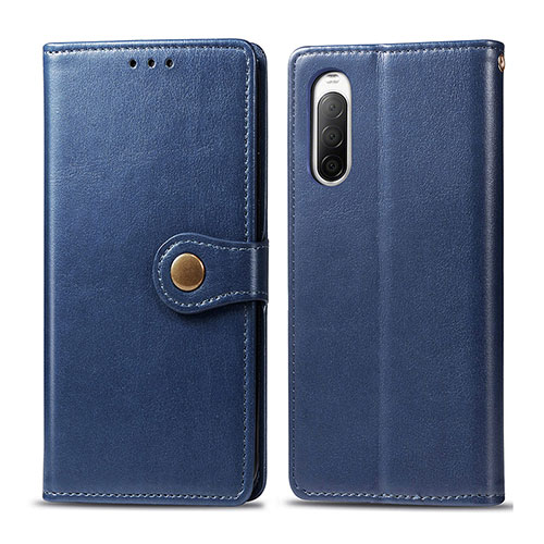 Leather Case Stands Flip Cover Holder S05D for Sony Xperia 10 II Blue