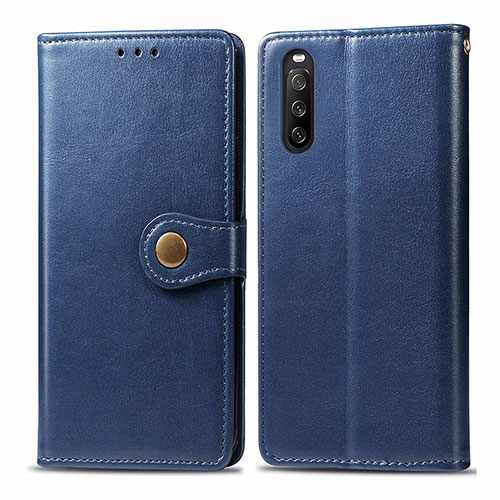 Leather Case Stands Flip Cover Holder S05D for Sony Xperia 10 III SO-52B Blue