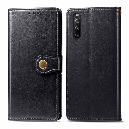 Leather Case Stands Flip Cover Holder S05D for Sony Xperia 10 III SOG04 Black