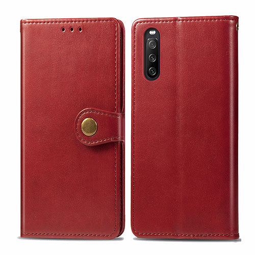 Leather Case Stands Flip Cover Holder S05D for Sony Xperia 10 III SOG04 Red