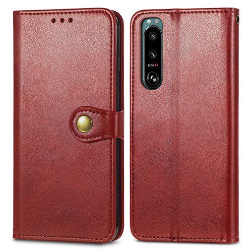 Leather Case Stands Flip Cover Holder S05D for Sony Xperia 5 III Red