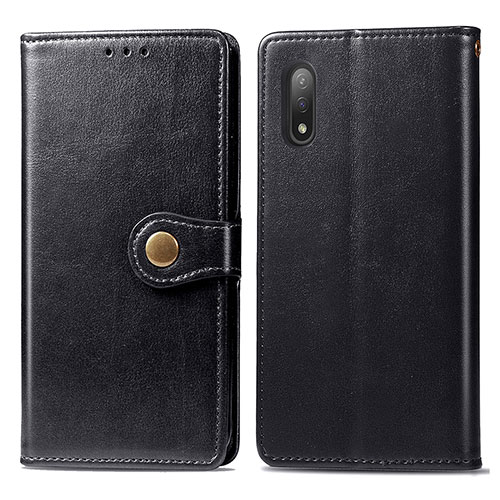 Leather Case Stands Flip Cover Holder S05D for Sony Xperia Ace II SO-41B Black