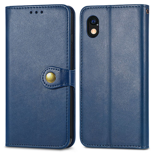 Leather Case Stands Flip Cover Holder S05D for Sony Xperia Ace III SO-53C Blue