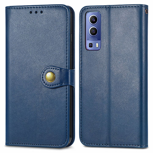 Leather Case Stands Flip Cover Holder S05D for Vivo iQOO Z3 5G Blue