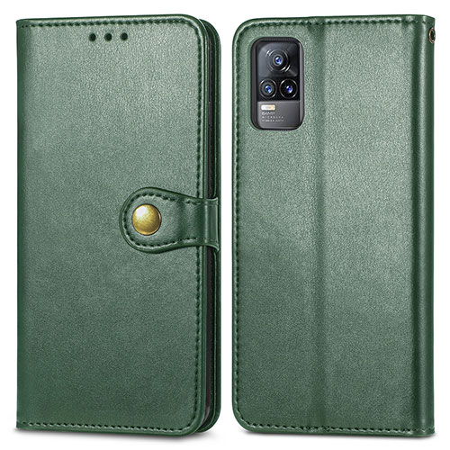 Leather Case Stands Flip Cover Holder S05D for Vivo V21e 4G Green