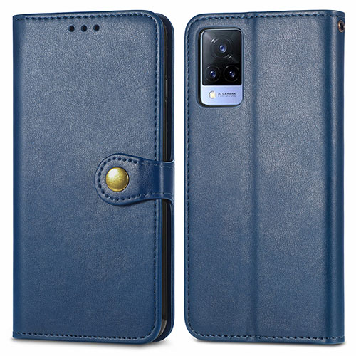 Leather Case Stands Flip Cover Holder S05D for Vivo V21s 5G Blue