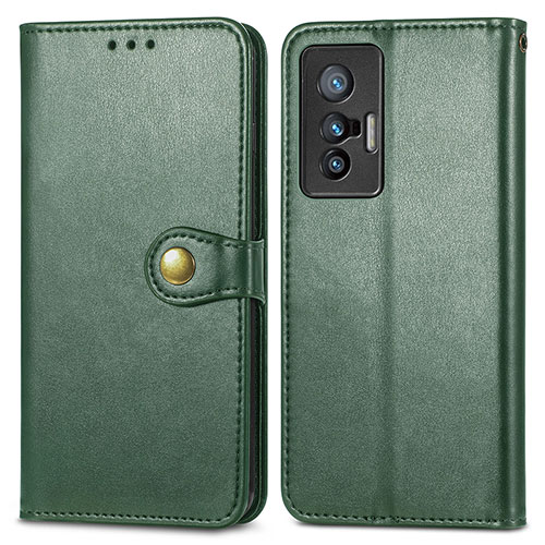 Leather Case Stands Flip Cover Holder S05D for Vivo X70t Green