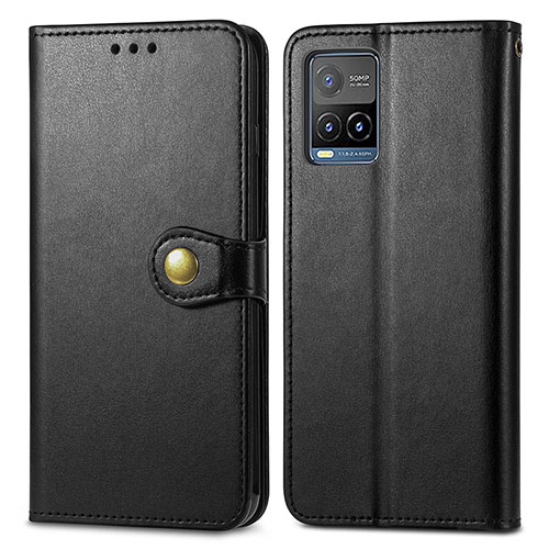 Leather Case Stands Flip Cover Holder S05D for Vivo Y21 Black