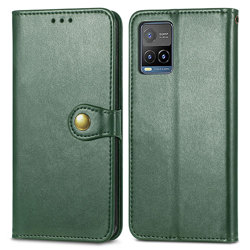 Leather Case Stands Flip Cover Holder S05D for Vivo Y21 Green