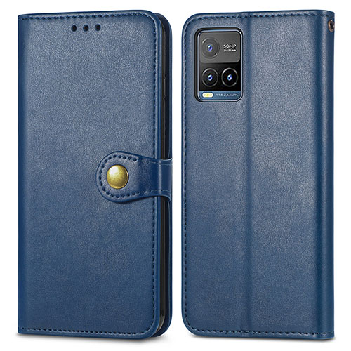 Leather Case Stands Flip Cover Holder S05D for Vivo Y21a Blue