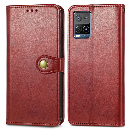 Leather Case Stands Flip Cover Holder S05D for Vivo Y21G Red