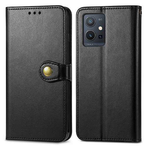 Leather Case Stands Flip Cover Holder S05D for Vivo Y33e 5G Black