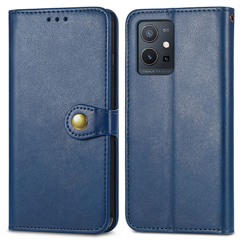 Leather Case Stands Flip Cover Holder S05D for Vivo Y33e 5G Blue