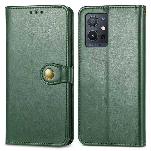 Leather Case Stands Flip Cover Holder S05D for Vivo Y33e 5G Green