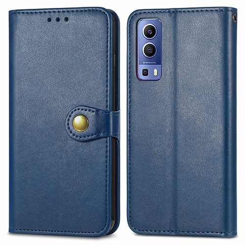 Leather Case Stands Flip Cover Holder S05D for Vivo Y52 5G Blue