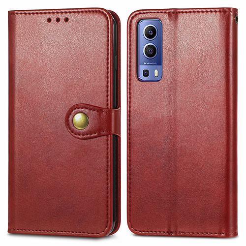 Leather Case Stands Flip Cover Holder S05D for Vivo Y52 5G Red