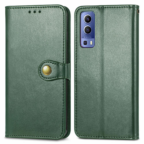 Leather Case Stands Flip Cover Holder S05D for Vivo Y72 5G Green