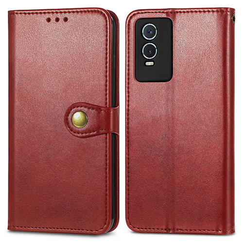 Leather Case Stands Flip Cover Holder S05D for Vivo Y76s 5G Red