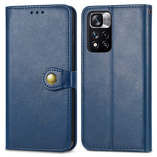 Leather Case Stands Flip Cover Holder S05D for Xiaomi Mi 11i 5G (2022) Blue