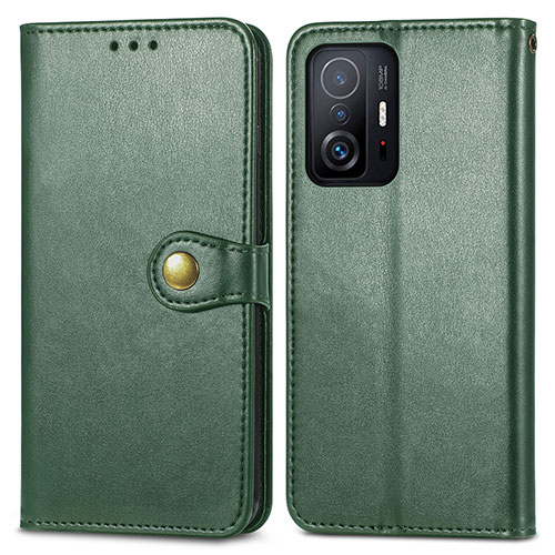 Leather Case Stands Flip Cover Holder S05D for Xiaomi Mi 11T 5G Green