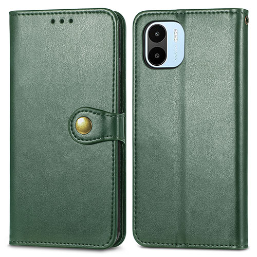 Leather Case Stands Flip Cover Holder S05D for Xiaomi Poco C51 Green