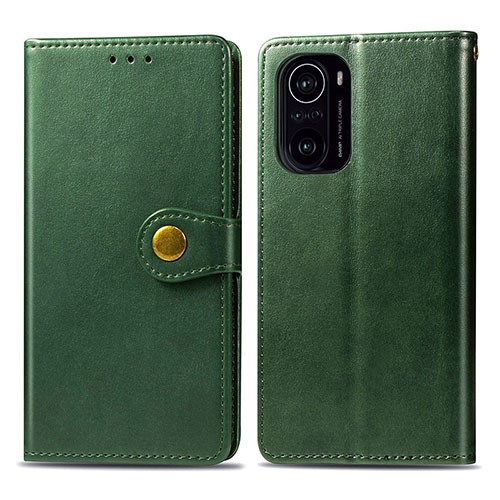 Leather Case Stands Flip Cover Holder S05D for Xiaomi Poco F3 5G Green