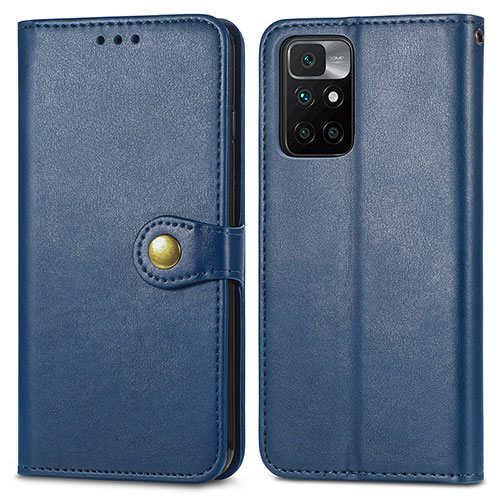 Leather Case Stands Flip Cover Holder S05D for Xiaomi Redmi 10 (2022) Blue