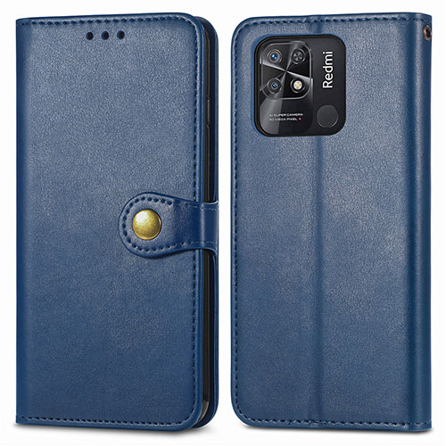 Leather Case Stands Flip Cover Holder S05D for Xiaomi Redmi 10 Power Blue
