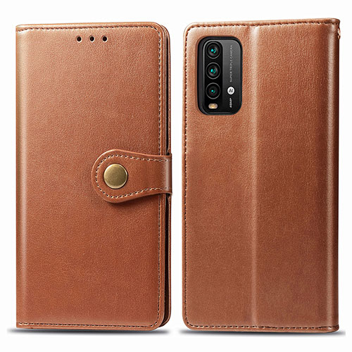 Leather Case Stands Flip Cover Holder S05D for Xiaomi Redmi 9 Power Brown