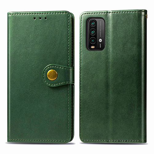 Leather Case Stands Flip Cover Holder S05D for Xiaomi Redmi 9 Power Green