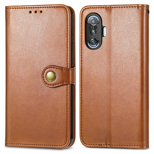 Leather Case Stands Flip Cover Holder S05D for Xiaomi Redmi K40 Gaming 5G Brown