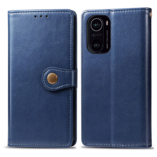 Leather Case Stands Flip Cover Holder S05D for Xiaomi Redmi K40 Pro 5G Blue