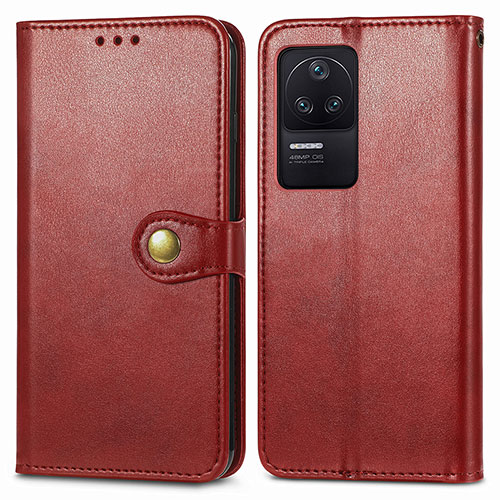 Leather Case Stands Flip Cover Holder S05D for Xiaomi Redmi K40S 5G Red