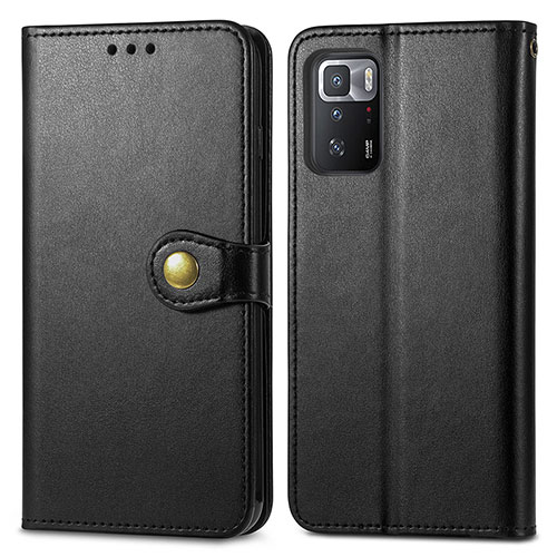 Leather Case Stands Flip Cover Holder S05D for Xiaomi Redmi Note 10 Pro 5G Black