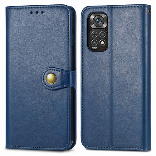 Leather Case Stands Flip Cover Holder S05D for Xiaomi Redmi Note 11 4G (2022) Blue