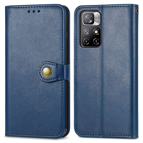 Leather Case Stands Flip Cover Holder S05D for Xiaomi Redmi Note 11 5G Blue