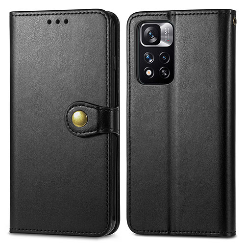 Leather Case Stands Flip Cover Holder S05D for Xiaomi Redmi Note 11 Pro+ Plus 5G Black