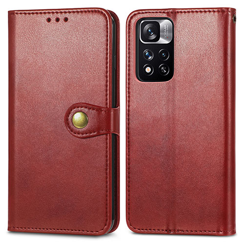 Leather Case Stands Flip Cover Holder S05D for Xiaomi Redmi Note 11 Pro+ Plus 5G Red