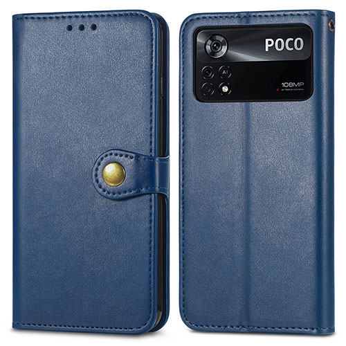 Leather Case Stands Flip Cover Holder S05D for Xiaomi Redmi Note 11E Pro 5G Blue