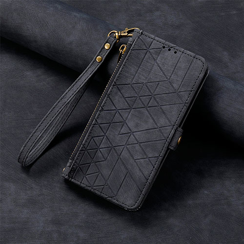 Leather Case Stands Flip Cover Holder S06D for Apple iPhone 13 Pro Black