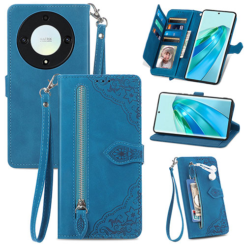 Leather Case Stands Flip Cover Holder S06D for Huawei Honor Magic5 Lite 5G Blue