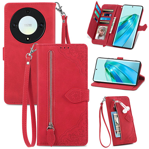 Leather Case Stands Flip Cover Holder S06D for Huawei Honor Magic5 Lite 5G Red