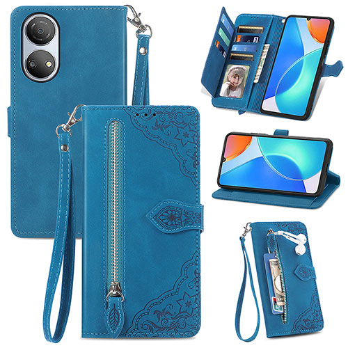 Leather Case Stands Flip Cover Holder S06D for Huawei Honor X7 Blue