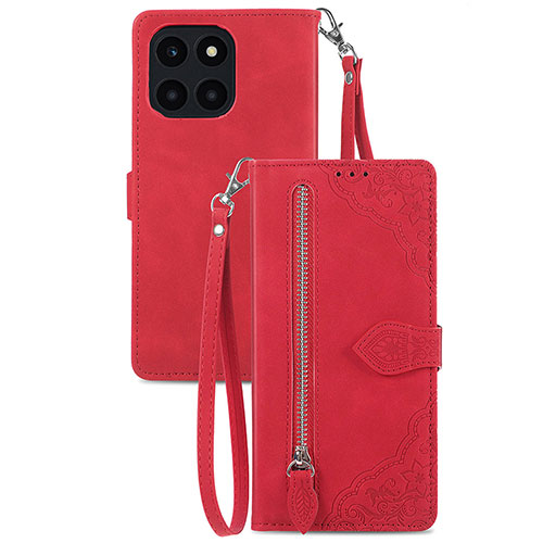 Leather Case Stands Flip Cover Holder S06D for Huawei Honor X8b Red