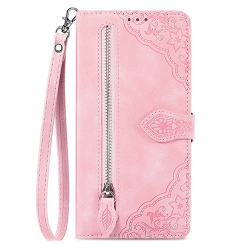 Leather Case Stands Flip Cover Holder S06D for OnePlus Ace 2 Pro 5G Pink