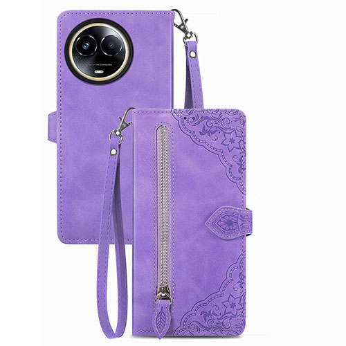 Leather Case Stands Flip Cover Holder S06D for Realme V50 5G Purple