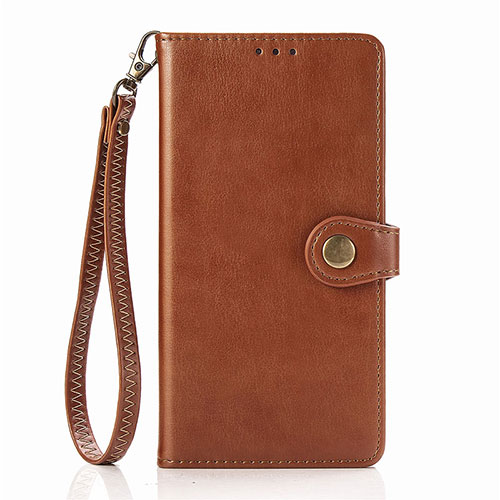 Leather Case Stands Flip Cover Holder S06D for Samsung Galaxy A91 Brown