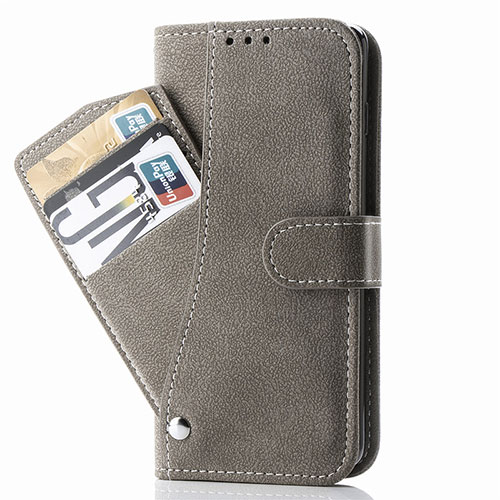 Leather Case Stands Flip Cover Holder S06D for Samsung Galaxy S20 5G Gray