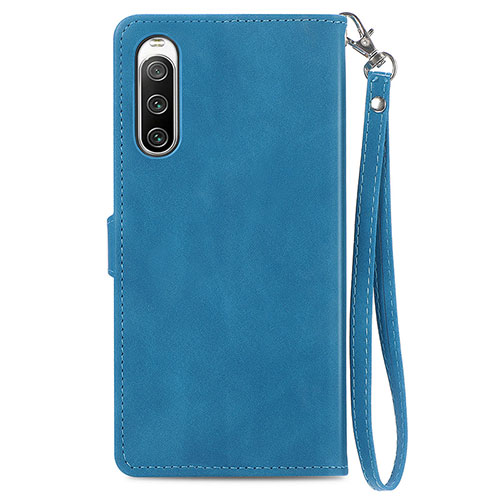 Leather Case Stands Flip Cover Holder S06D for Sony Xperia 10 IV Blue