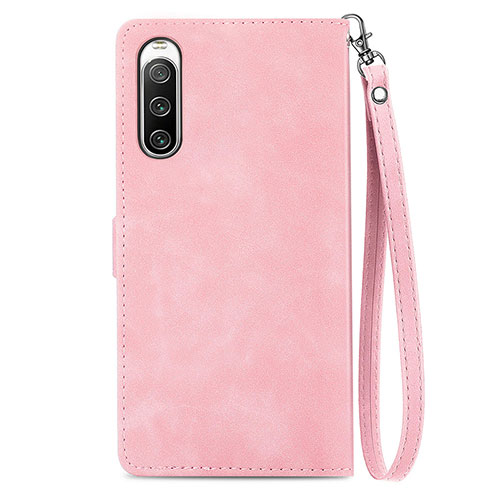 Leather Case Stands Flip Cover Holder S06D for Sony Xperia 10 IV SO-52C Pink